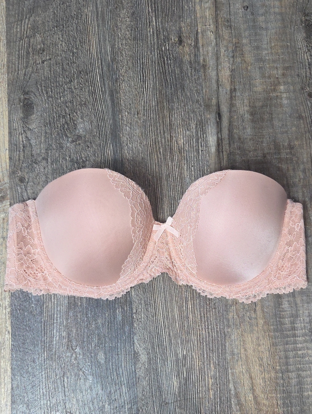 Victoria's Secret Strapless Lace Push-Up Bra - Light Pink